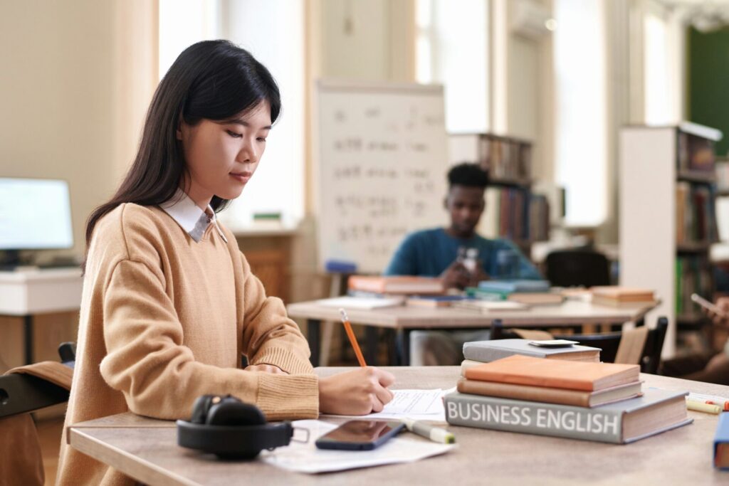 Asian Woman Studying Business English